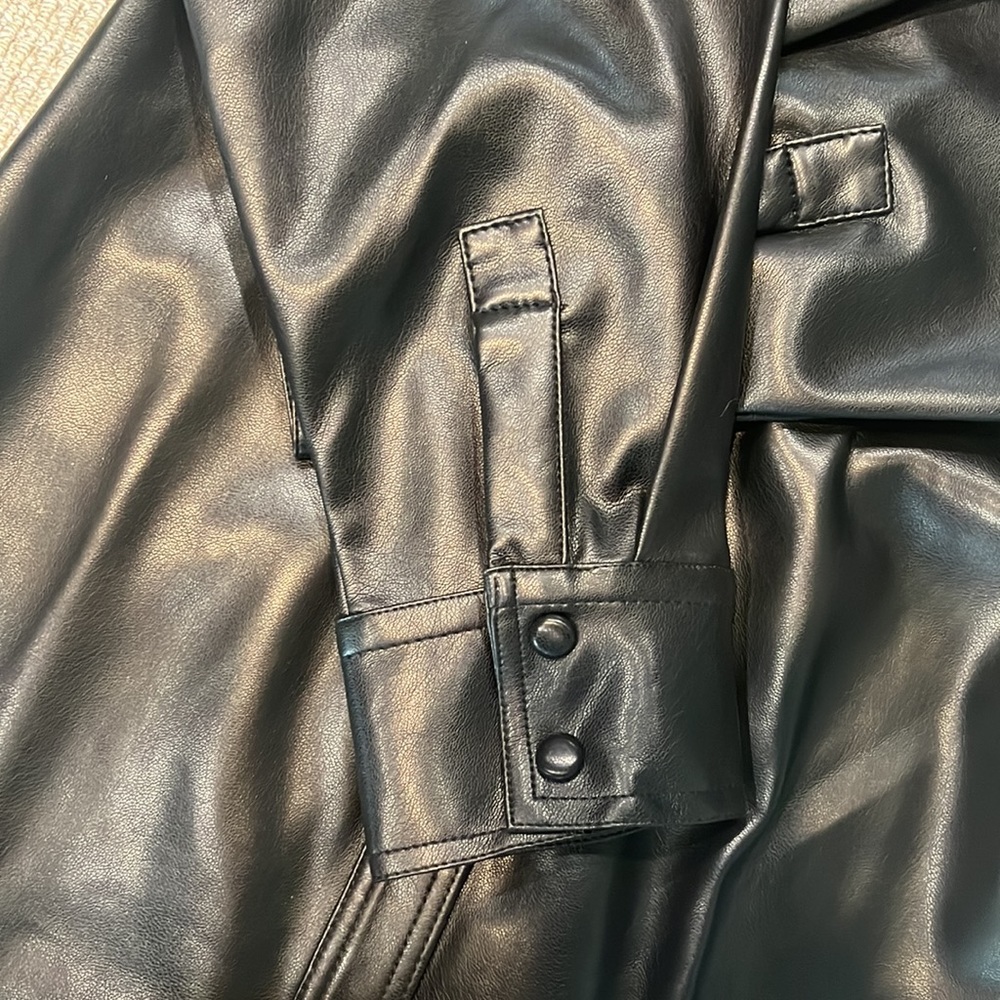 ENGLISH FACTORY faux leather cinched mini dress with snap bottoms in black M - Picture 5 of 9